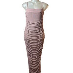 SNDYS Lilac Mesh Ruched Maxi Dress